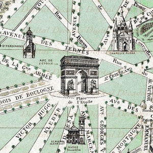 Mapa del Arco del Triunfo - París - Imagen digital - Ilustración de arte vintage