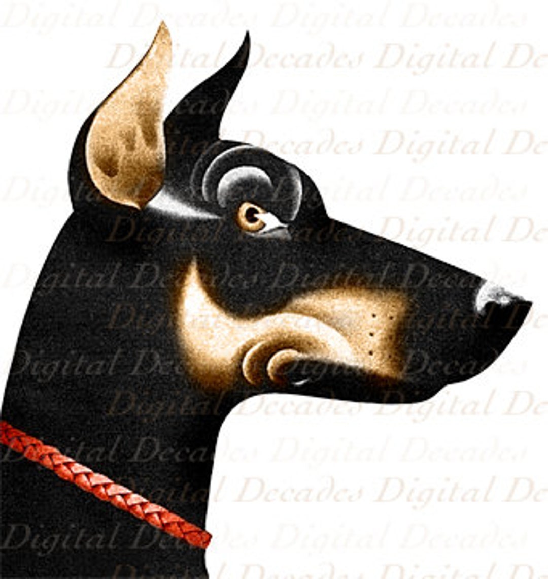 Doberman Retro Mid-century Puppy Dog - Digital Image - Vintage Art ...