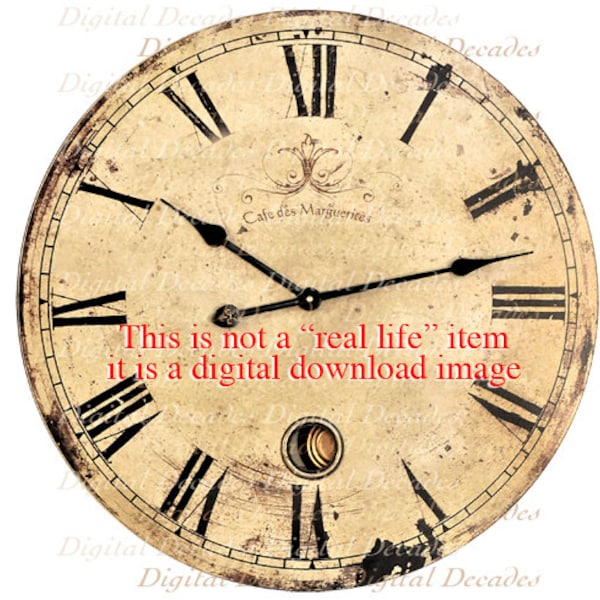 Old Clock -  Time Shabby Rustic Distressed French Country - Digital Photo Image