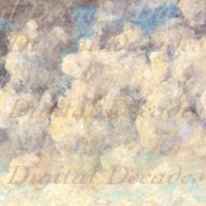 Renaissance Clouds Painting Background Cracked Craquelure Crazed Patina Texture - Digital Photo Image Vintage Antique - Instant Download