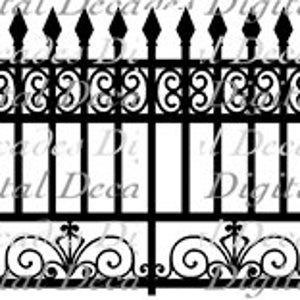 Fer forgé Rail décoratives ornées frontière Français trimestre Nouvelle-Orléans - image numérique - Vintage Art Illustration - Instant Download