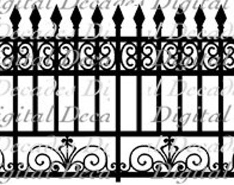 Smidesjärnsräcke Dekorativ utsmyckad kant Franska kvarteret New Orleans - Digital bild - Vintage konstillustration - Omedelbar nedladdning