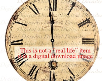 Countdown to Midnight New Years - Old Clock -  Time Shabby Rustic Distressed French Country - Digital Photo Image