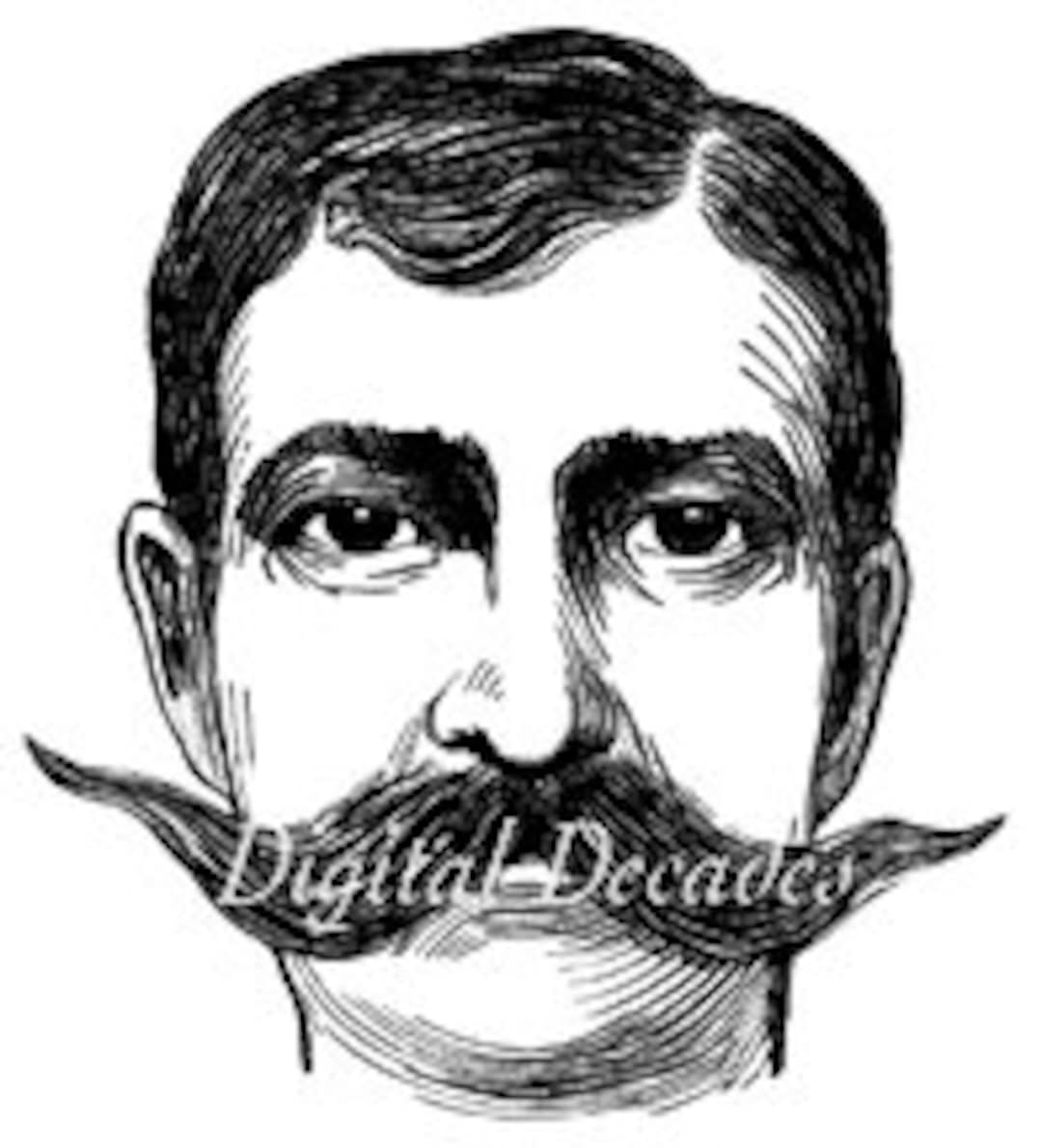 Mustache Man Hair Handlebar Digital Image Vintage Art Etsy