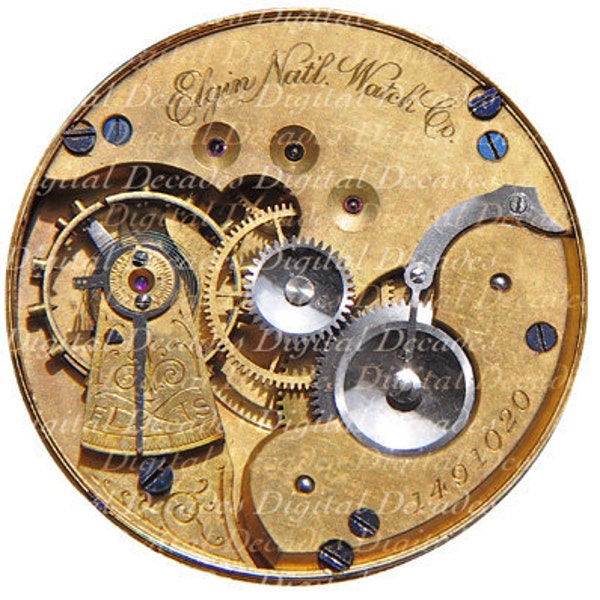 Inside a Antique Pocket Watch - Gears Works Steampunk Time Gold jewels springs - Digital Photo Image