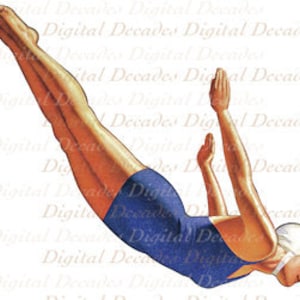 Woman Diver Swim Pool - Digital Image - Vintage Illustration