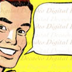 Hombre de historieta retro con globo de diálogo - Ilustración de arte vintage - Imagen digital - Descarga instantánea