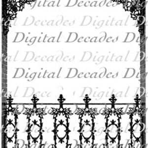 Fer forgé Rail décoratives ornées frontière Français trimestre Nouvelle-Orléans dentelle - image numérique - Vintage Art Illustration - Instant Download