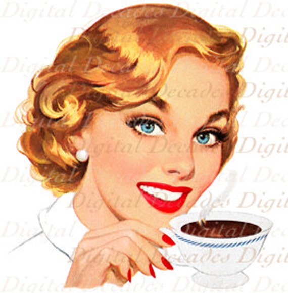 Retro Cartoon Comic Woman Drinking Coffee Tea Vintage Art Etsy retro cartoon comic woman drinking coffee tea vintage art illustration digital image instant download