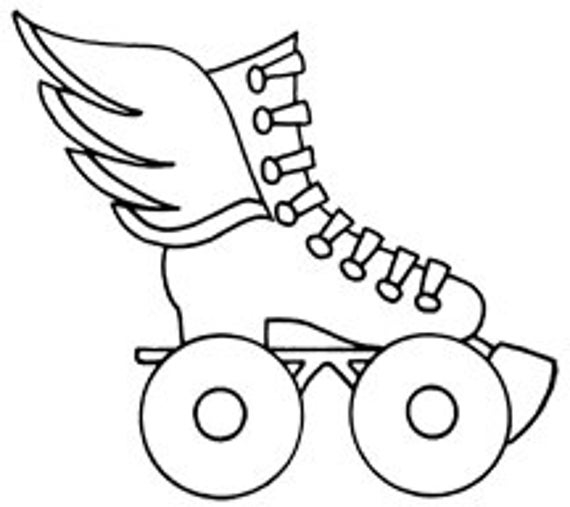Roller Skates Winged Rink Dance Vintage Art Illustration Etsy