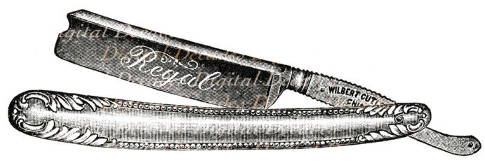 Straight Razor Art Illustration Shave Men's Grooming Etsy