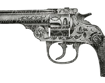 Fancy Engraved Revolver - Gun Weapon Steampunk - Digital