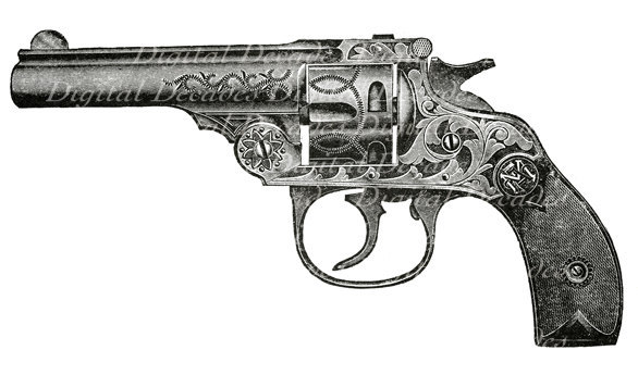 Fancy Engraved Revolver - Gun Weapon Steampunk - Digital