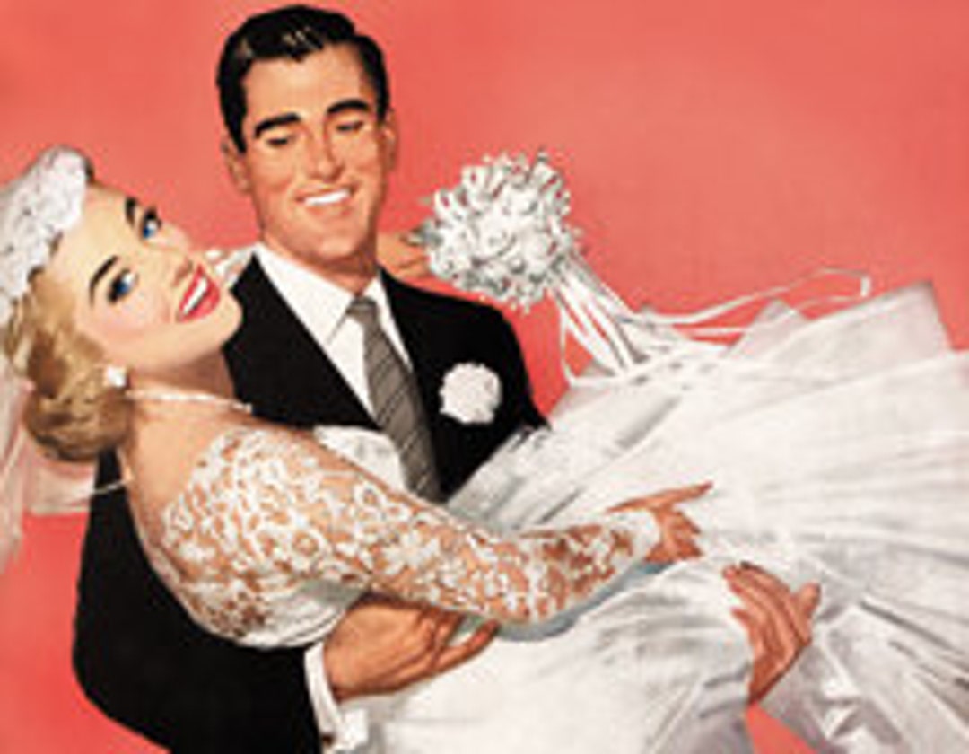 新婚 - 花嫁花婿カップルの結婚式 - デジタル画像 - 1950 年代の