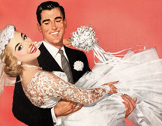 新婚 - 花嫁花婿カップルの結婚式 - デジタル画像 - 1950 年代の