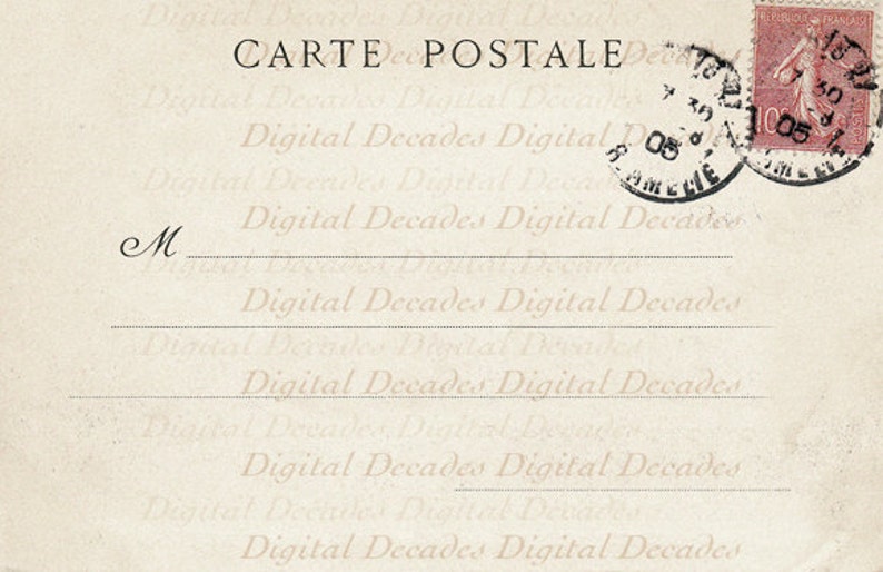 Vintage French Postcard Back Border Background Texture | Etsy