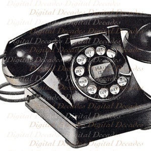 Telephone Talk Communication Phone Land Line - Digital Image - Vintage Art Illustration