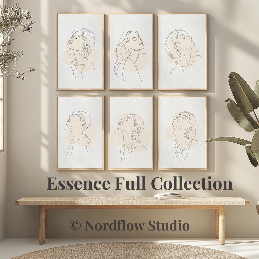 Essence Line Art Print Set of 6 | Minimalist Female Line Drawing ...