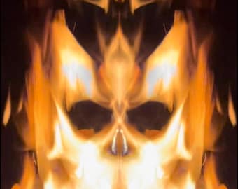 Surreal Fire Skull Print – Gothic Abstract Art (Digital Download)