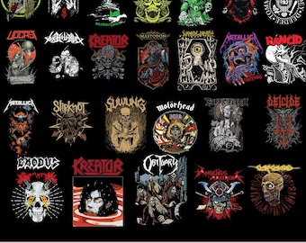 25 Metal & Hard Rock Band T-Shirt Designs: PNG Digital Download Bundle