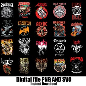 Heavy Metal Graphic Bundle | Rock, Punk, Grunge T-Shirt Designs (PNG, SVG Download)
