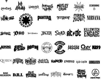 50 Vintage Rock Band logo T-shirt Designs PNG Digital Download
