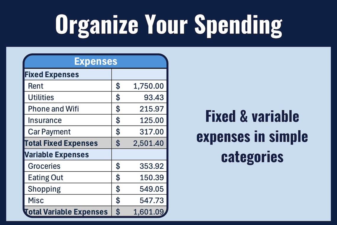 Simple Budget Spreadsheet | Easy Monthly Money Tracker Excel Template ...