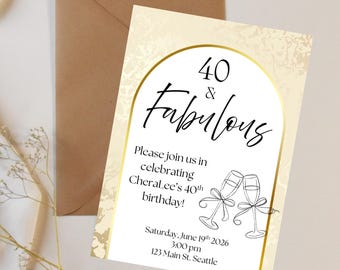 40 und fabelhafte Geburtstagseinladung digitaler Download canva Vorlage