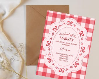 Shes Fresh Off The Market Brautduschen-Einladung digitaler Download Canva Vorlage