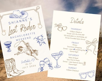 Last Rodeo Bachelorette Invitation canva template
