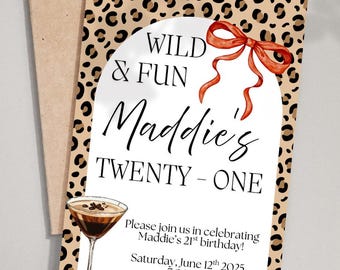 Wild & Fun Twenty One Geburtstagsfeier-Einladung 21. Geburtstag digitaler Download vollständig anpassbar