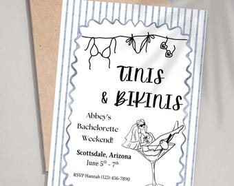 Tinis & Bikinis Bachelorette/Bridal Shower Einladung canva Vorlage