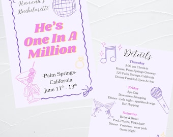 Hannah Montana Themed He's One In A Million Junggesellinnenabschied Einladung Bundle Canva Vorlage