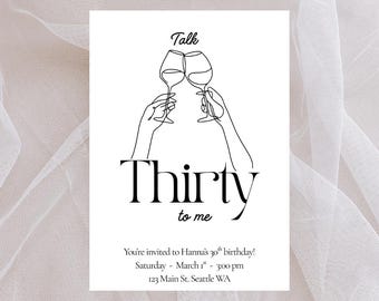 Talk Thirty to Me-Geburtstags-Party Einladung digitaler Download vollständig anpassbar