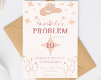 Jemandes Problem-Geburtstags-Einladungs-canva Vorlage