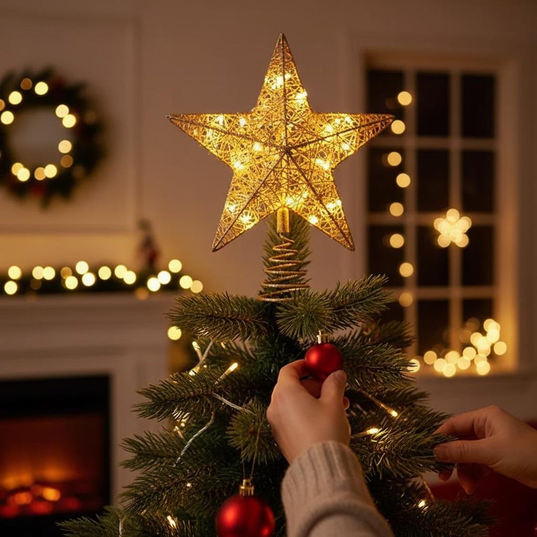 Gold Glitter Star Christmas Tree Topper Decoration - Etsy