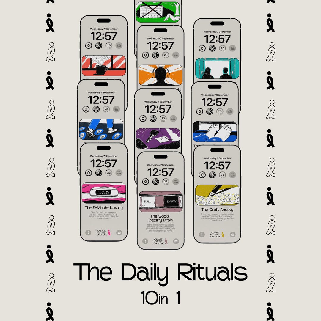 The Daily Rituals: 10 Phone Wallpaper Pack | Minimalist Illustration ...