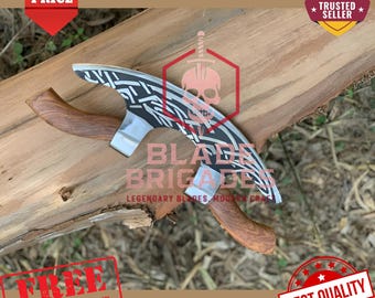 Wikinger Pizza Axt | Handgefertigte Klinge aus Kohlenstoffstahl, Griff aus Rosenholz & Lederscheide | Einzigartiges Geschenk für Ihn
