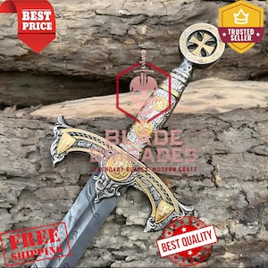 Handgjort Damaskus Templar Knight Sword | Medeltida Heligt Svärd