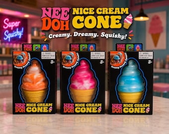 NeeDoh Nice Cream Cone Squishy Toy – Ice Cream Fidget, Sensory Stress Relief Squeeze