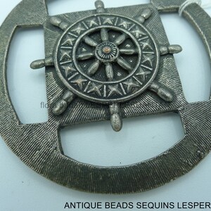 antique belt buckle sylvery metal image 4