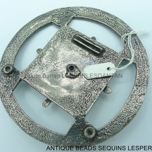 antique belt buckle sylvery metal image 5