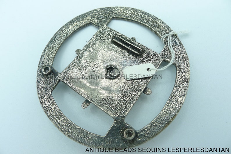 antique belt buckle sylvery metal image 5