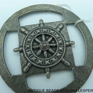 antique belt buckle sylvery metal image 3