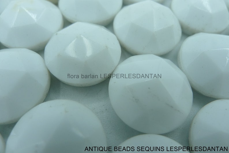 antique beads vintage cabochon white pressed glass 17mm