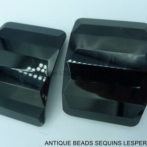 2 antique shoes buckle jet beads