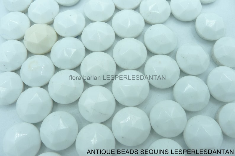 antique beads vintage cabochon white pressed glass 17mm