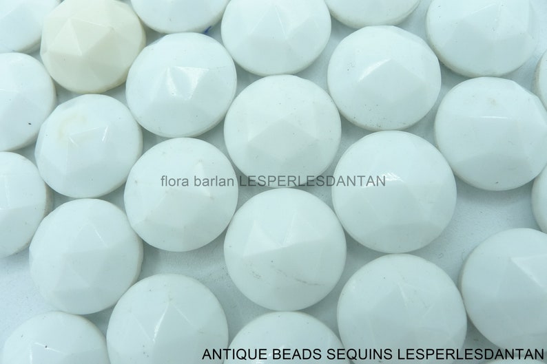 antique beads vintage cabochon white pressed glass 17mm