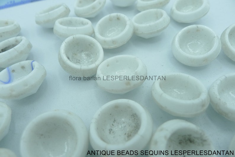antique beads vintage cabochon white pressed glass 17mm