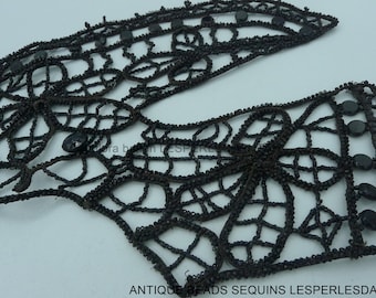 1 applique jet beads  antique beaded